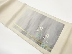明綴れ添え木に花葉模様織出し名古屋帯